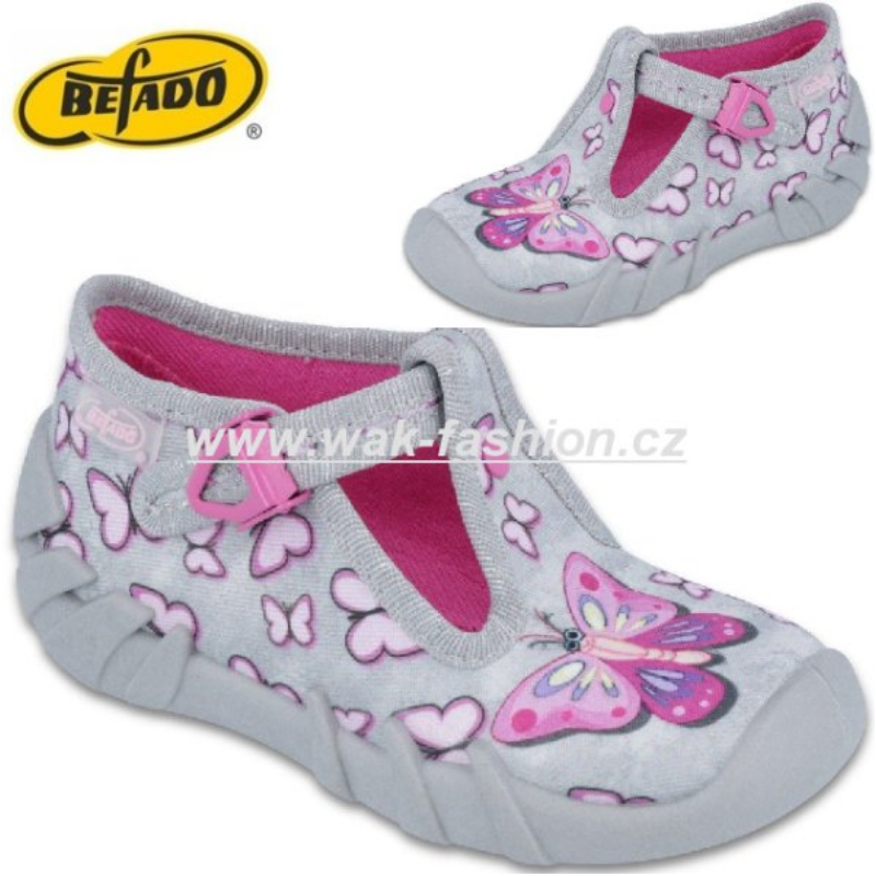 DÍVČÍ BAČKORY BEFADO SPEEDY 110P351 VEL. 24 ŠEDÁ