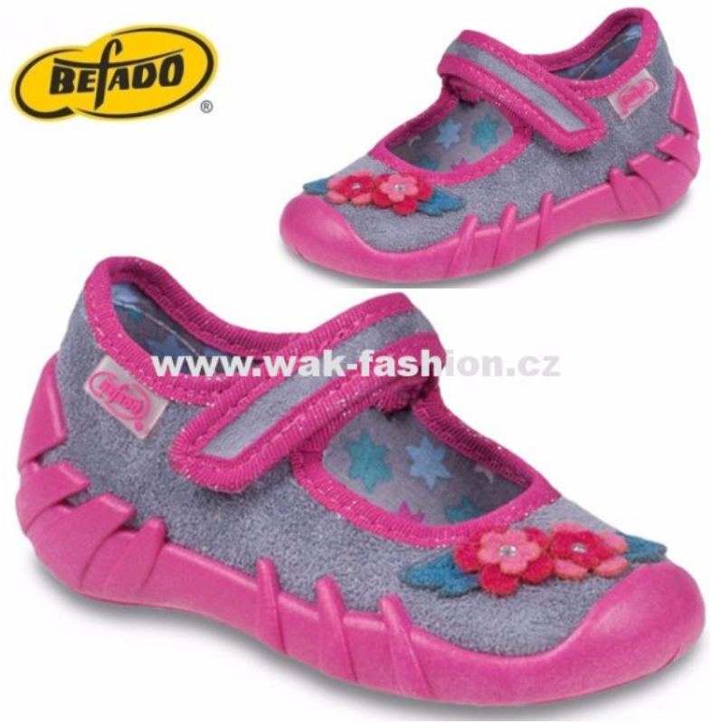 DÍVČÍ BAČKORY BEFADO SPEEDY 109P138 VEL. 25 ŠEDÁ