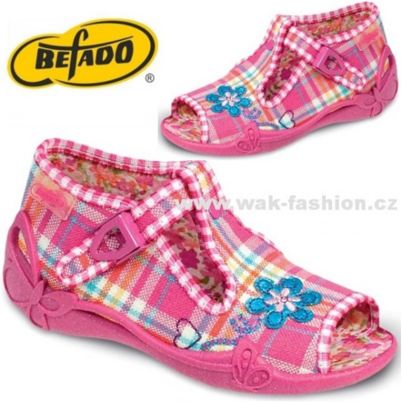DÍVČÍ BAČKORY BEFADO PAPI 213P023 VEL. 22 RŮŽOVÁ